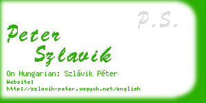 peter szlavik business card